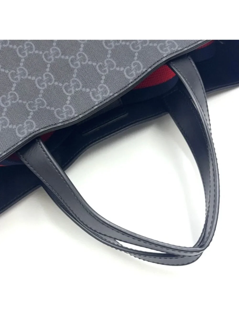 Gucci GG Supreme Leather Black Tote Silver